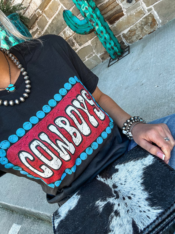 Red Cowboys with Turquoise Stone Tee