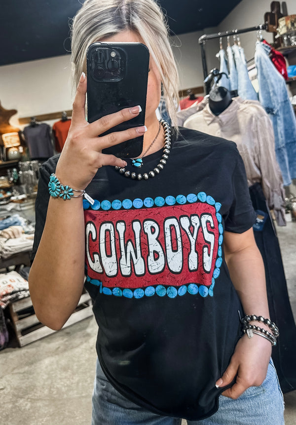 Red Cowboys with Turquoise Stone Tee
