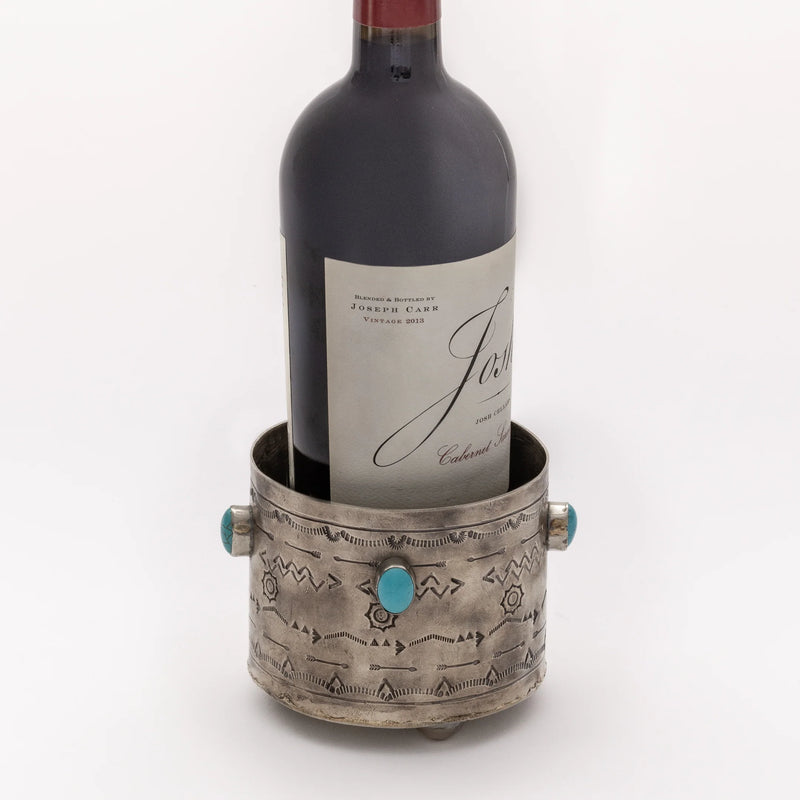 The Weslynn Stamped Wine Coaster W/ Turq