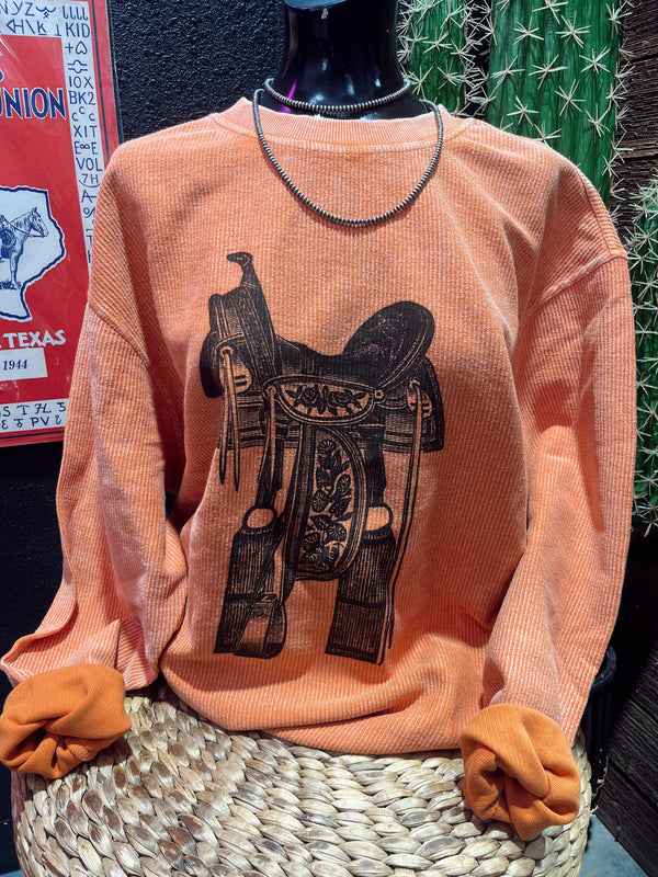 Saddle on Rust Corded Sweatshirt*