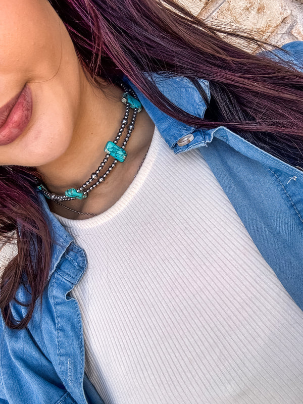 Turquoise and Sterling Silver Choker