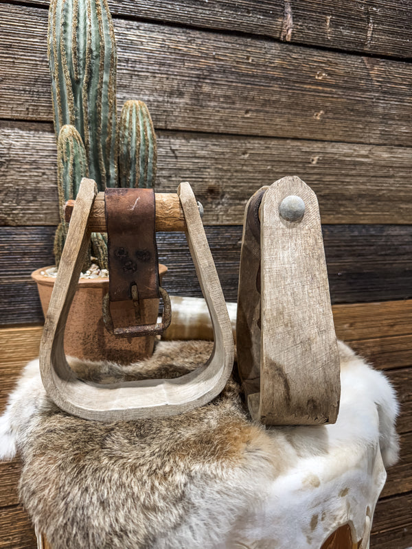 Wooden Stirrups with Leather