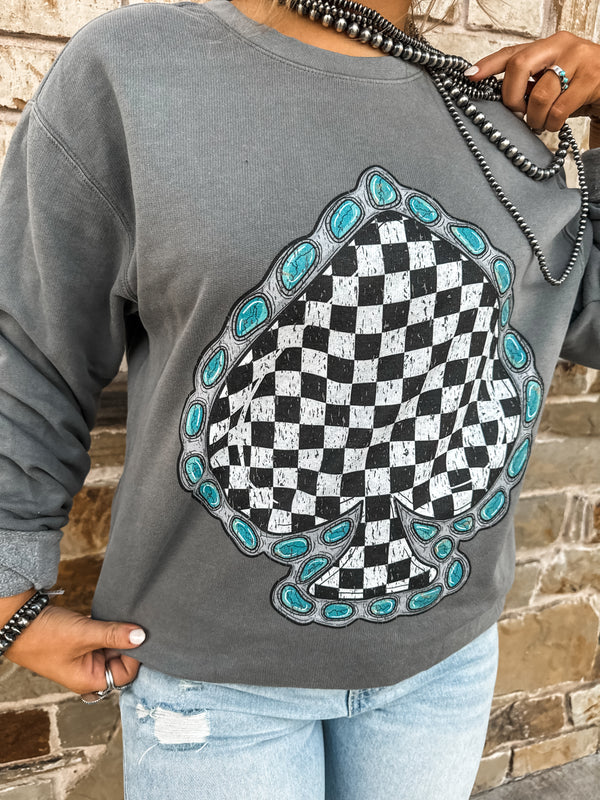 Black Checkerheart on Grey Graphic