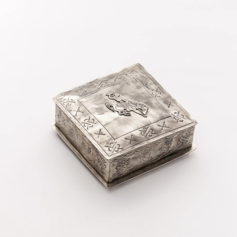 The Bisbee Stamped Silver Box W/ Bronc Icon