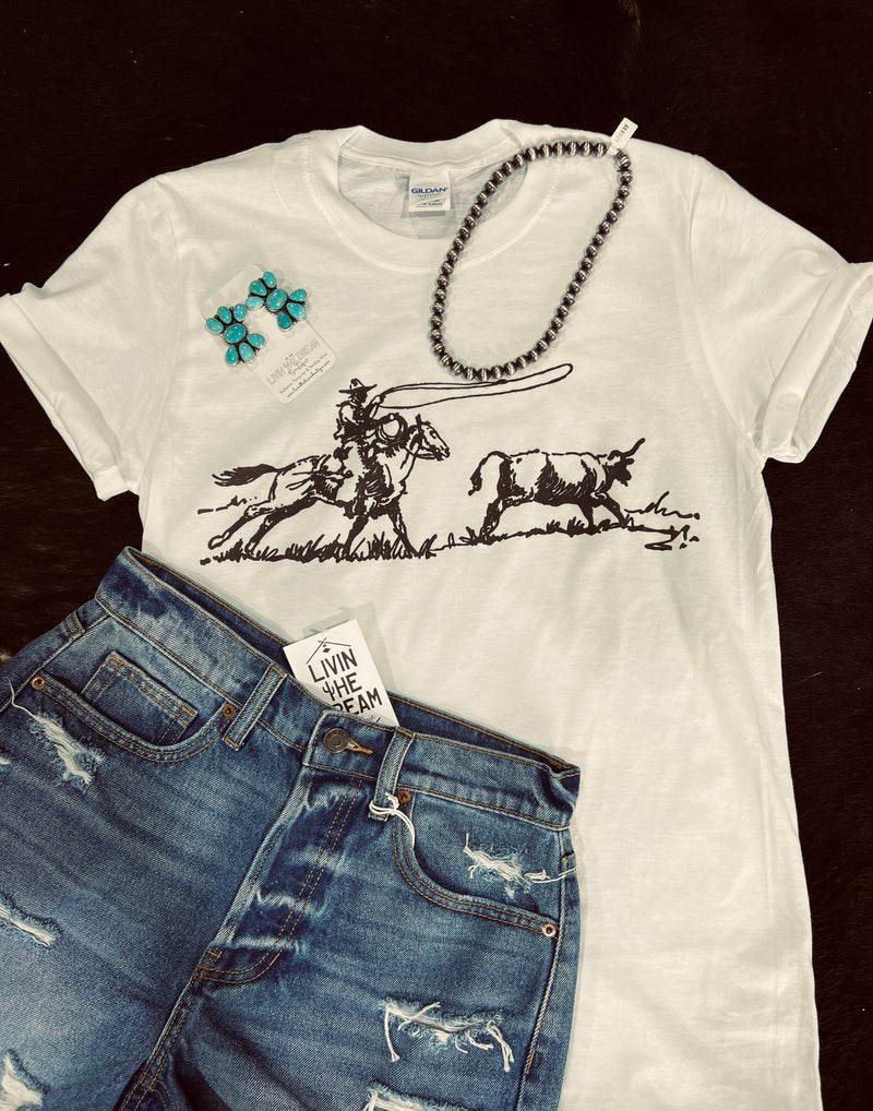 Ropin Bull Tee