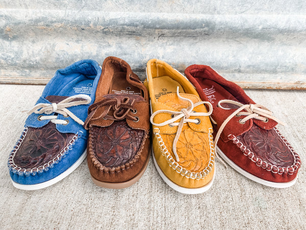 Tooled Moccasins {FOUR COLORS}